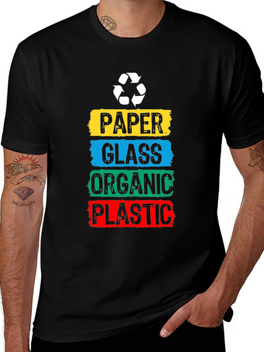 Recycle Sorter T-Shirt: Paper Glass Organic Plastic