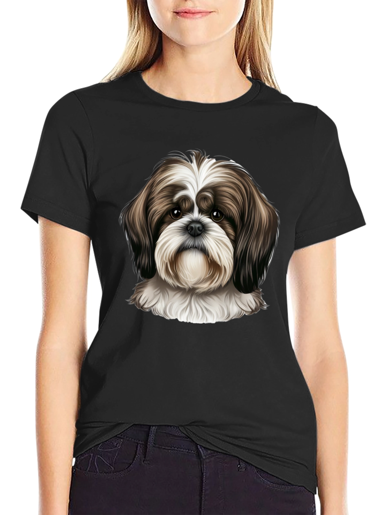 Shih Tzu Dog Graphic Tee - Unisex Black T-Shirt