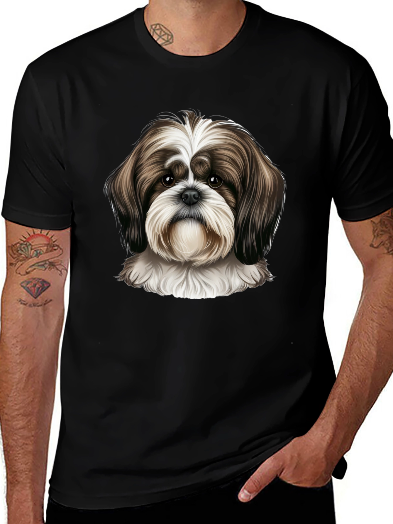 Shih Tzu Dog Graphic Tee - Unisex Black T-Shirt