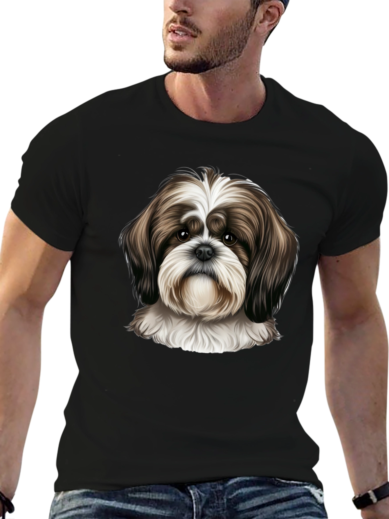 Shih Tzu Dog Graphic Tee - Unisex Black T-Shirt