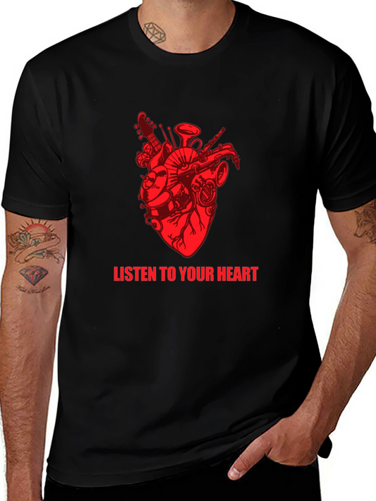 Musical Heart Graphic Tee - Listen To Your Heart Shirt