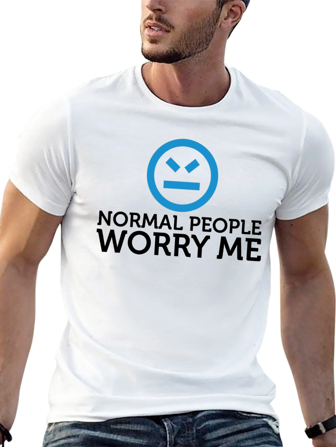 Normal People Worry Me Black Graphic T-Shirt