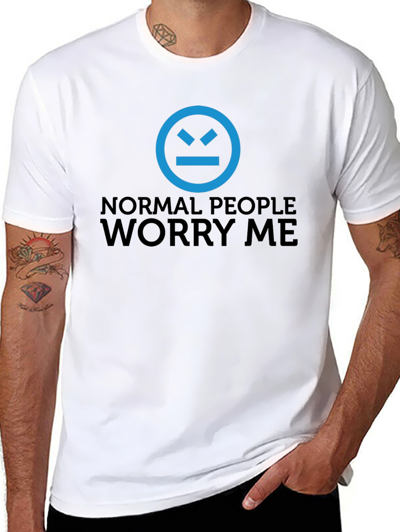 Normal People Worry Me Black Graphic T-Shirt