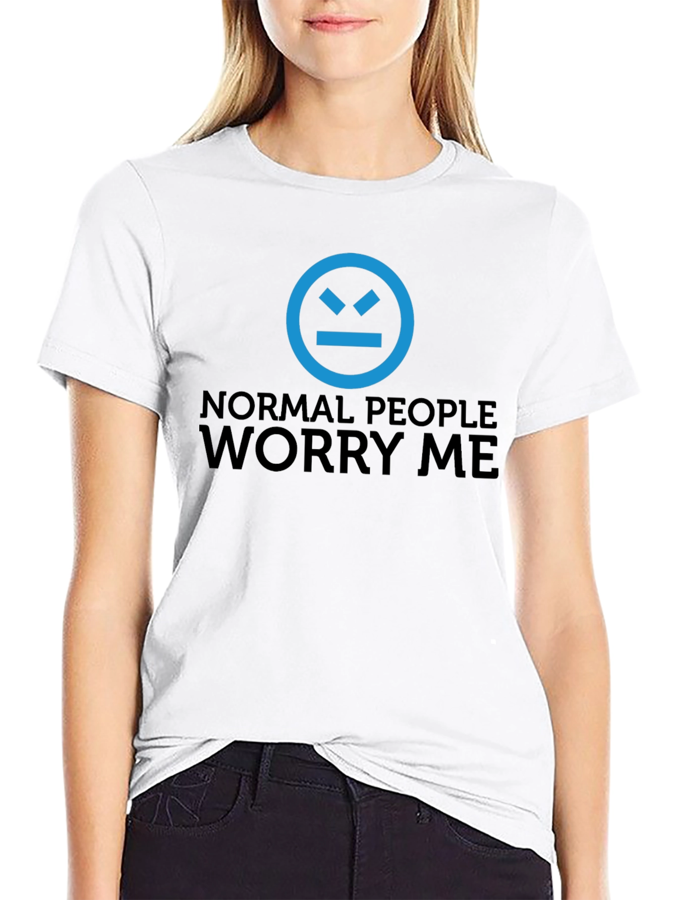 Normal People Worry Me Black Graphic T-Shirt