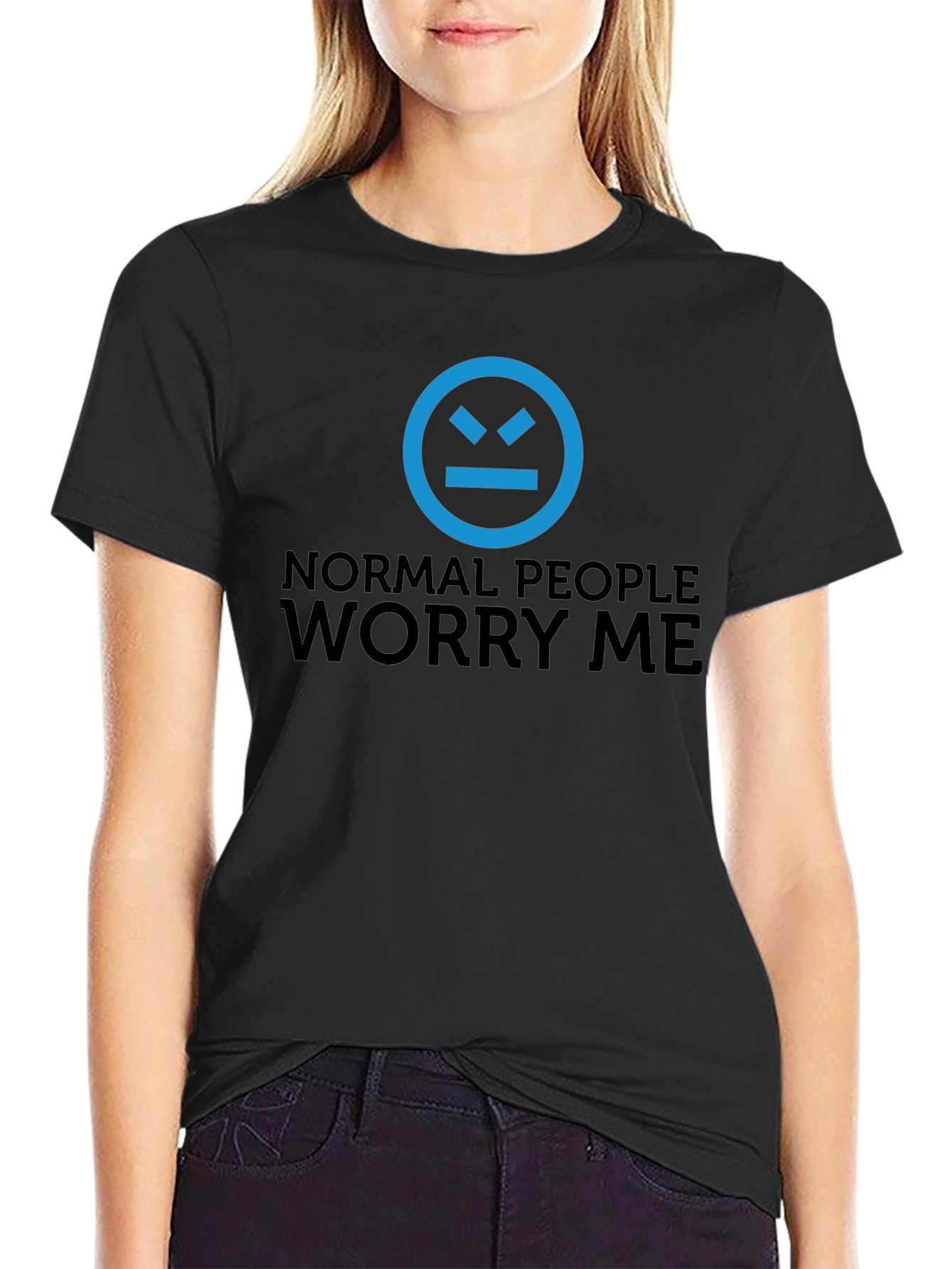 Normal People Worry Me Black Graphic T-Shirt