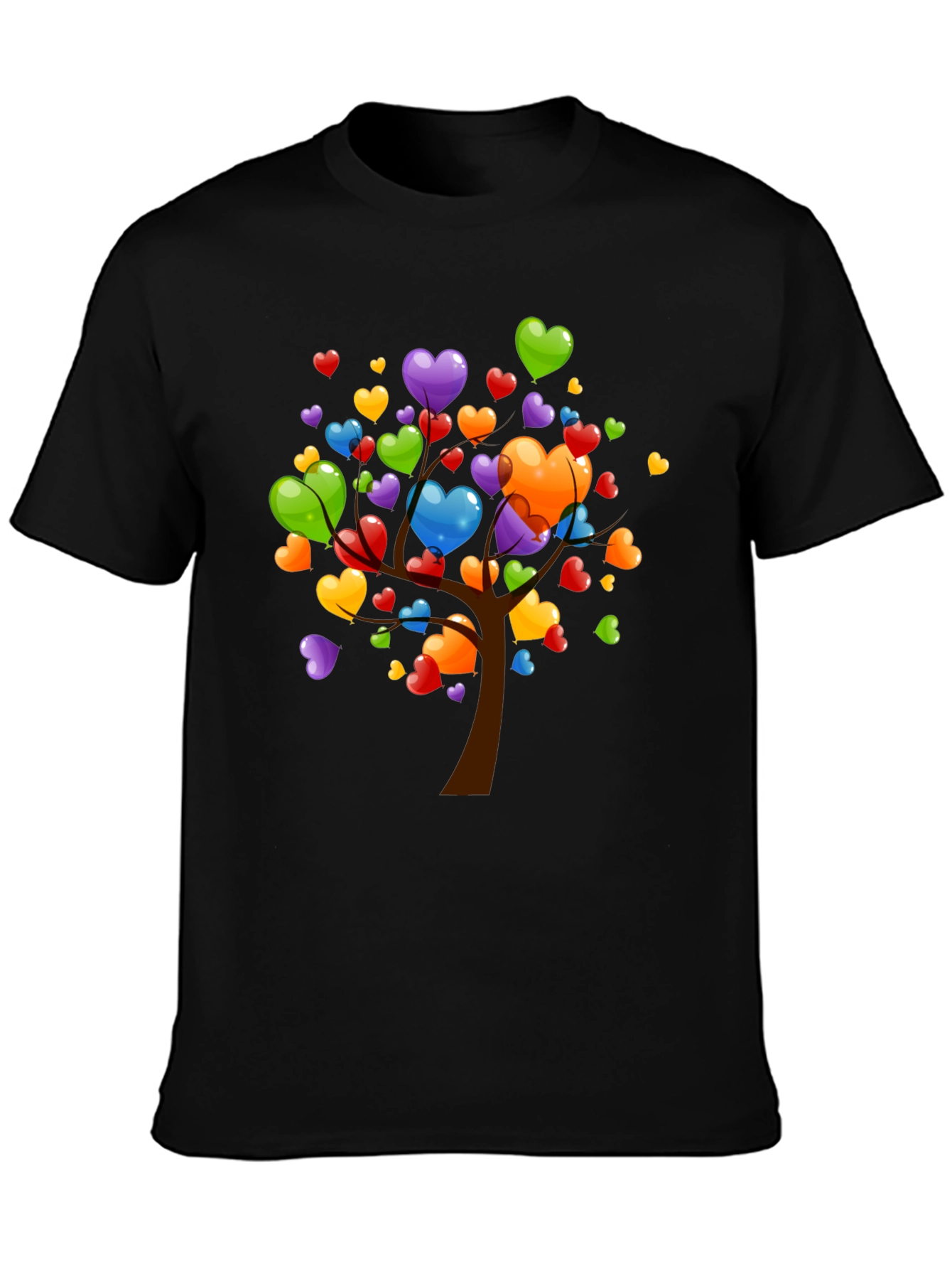 Heart Tree Graphic T-Shirt - Black Casual Tee