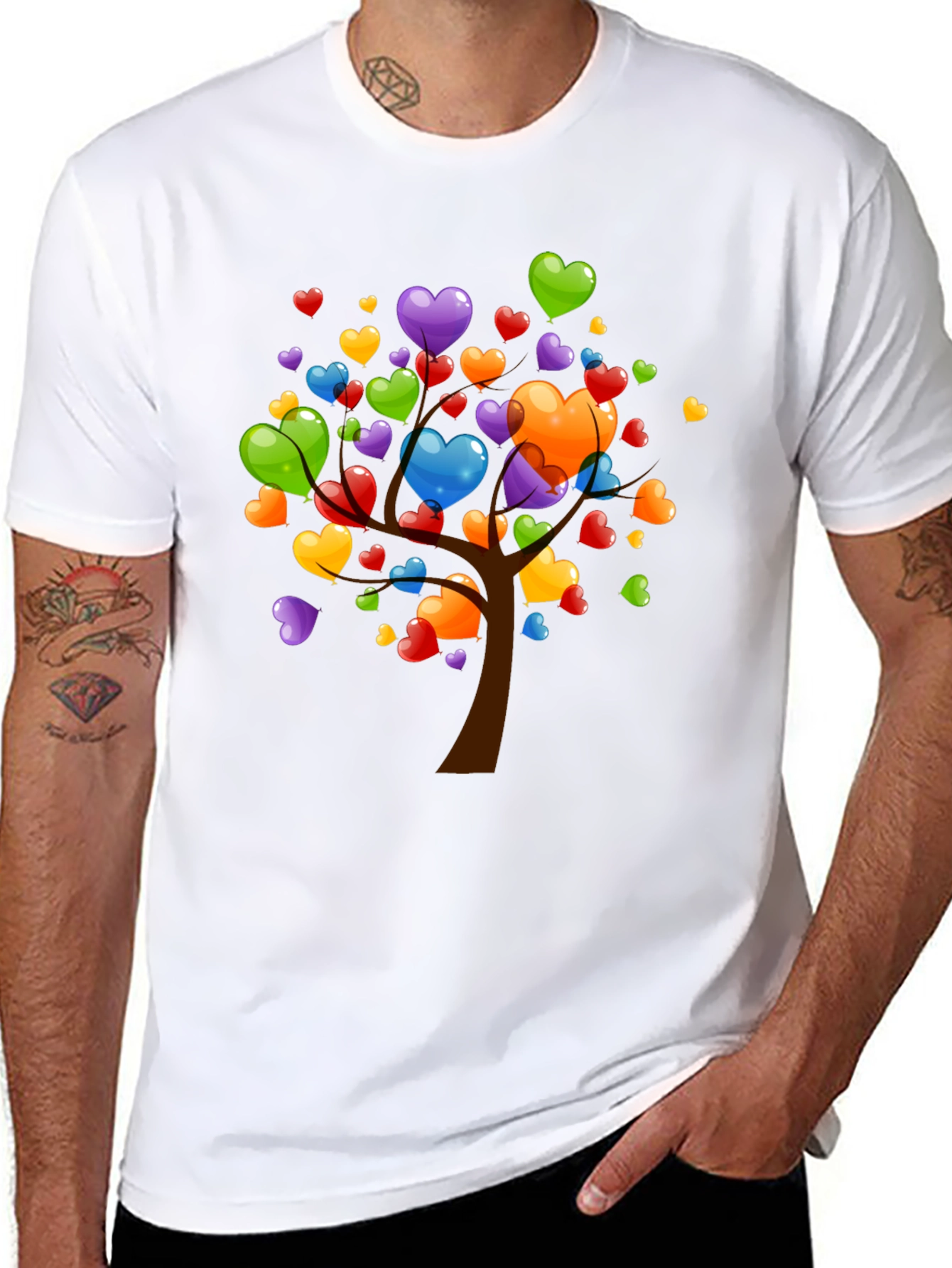 Heart Tree Graphic T-Shirt - Black Casual Tee