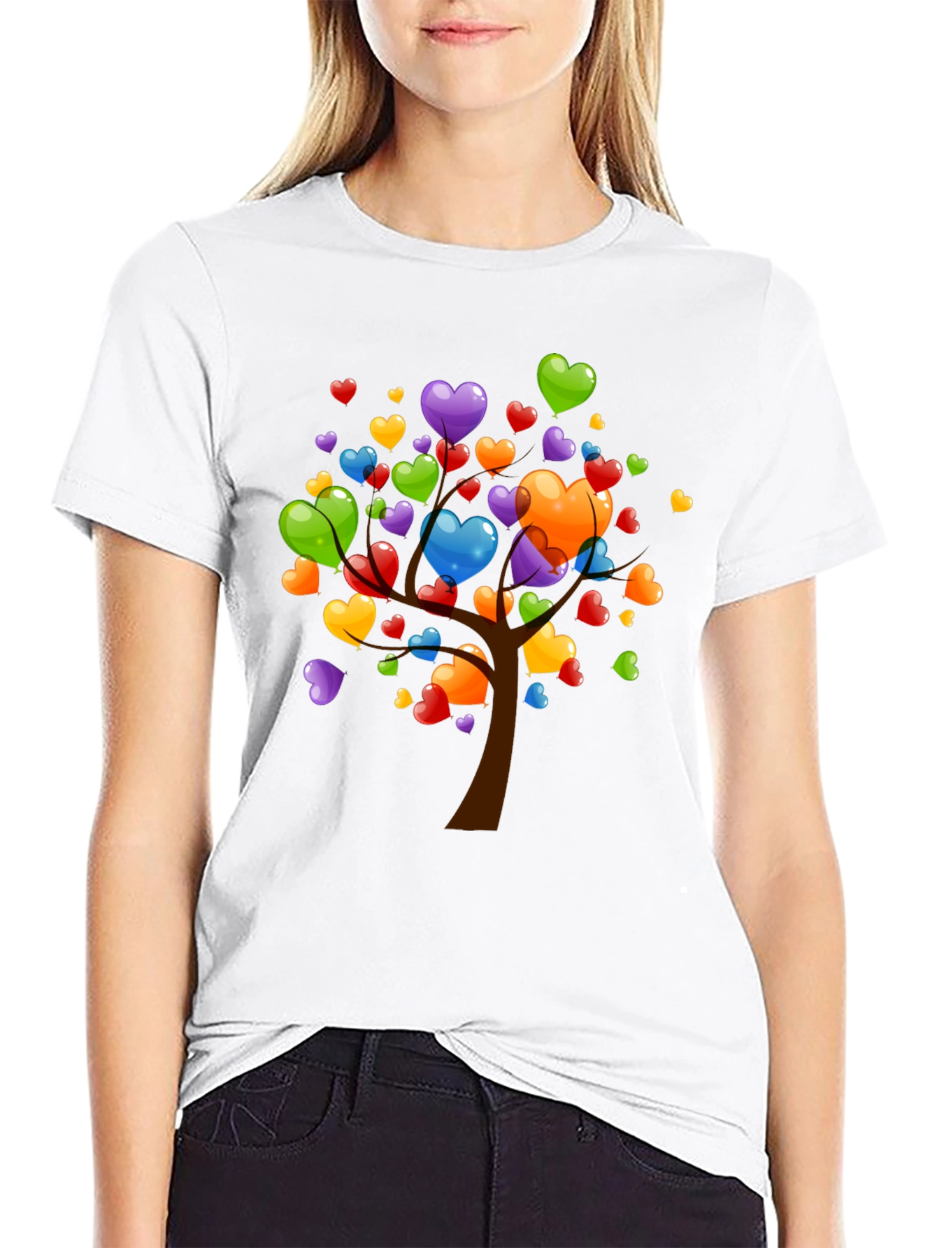 Heart Tree Graphic T-Shirt - Black Casual Tee