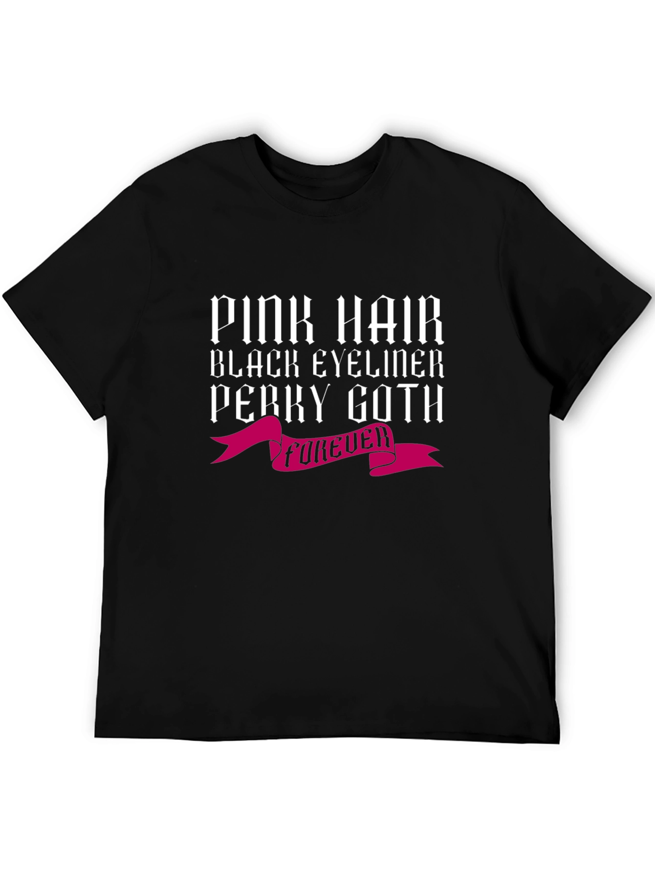 Pink Hair Perky Goth Black Tee