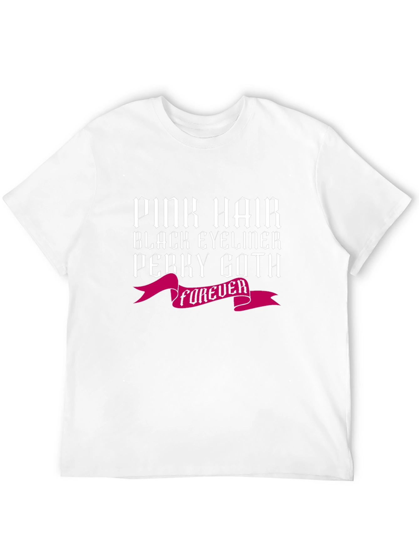 Pink Hair Perky Goth Black Tee