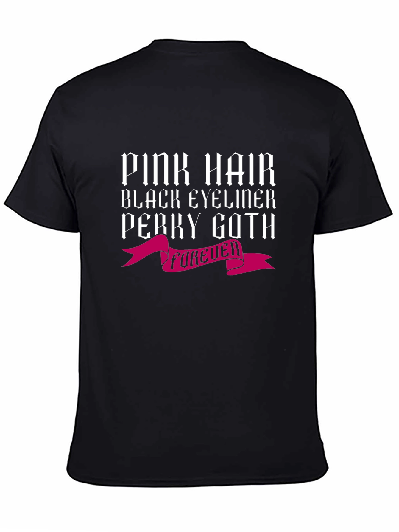 Pink Hair Perky Goth Black Tee
