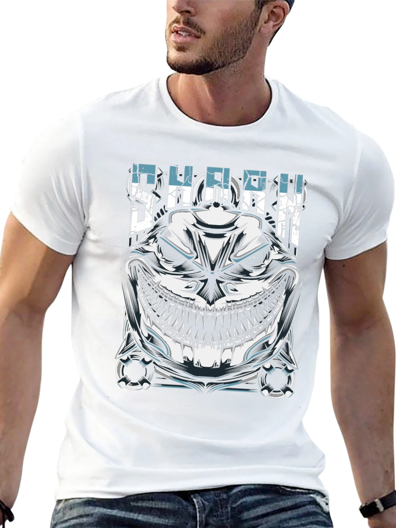 Mens Black Shark Graphic T-Shirt - Edgy Design