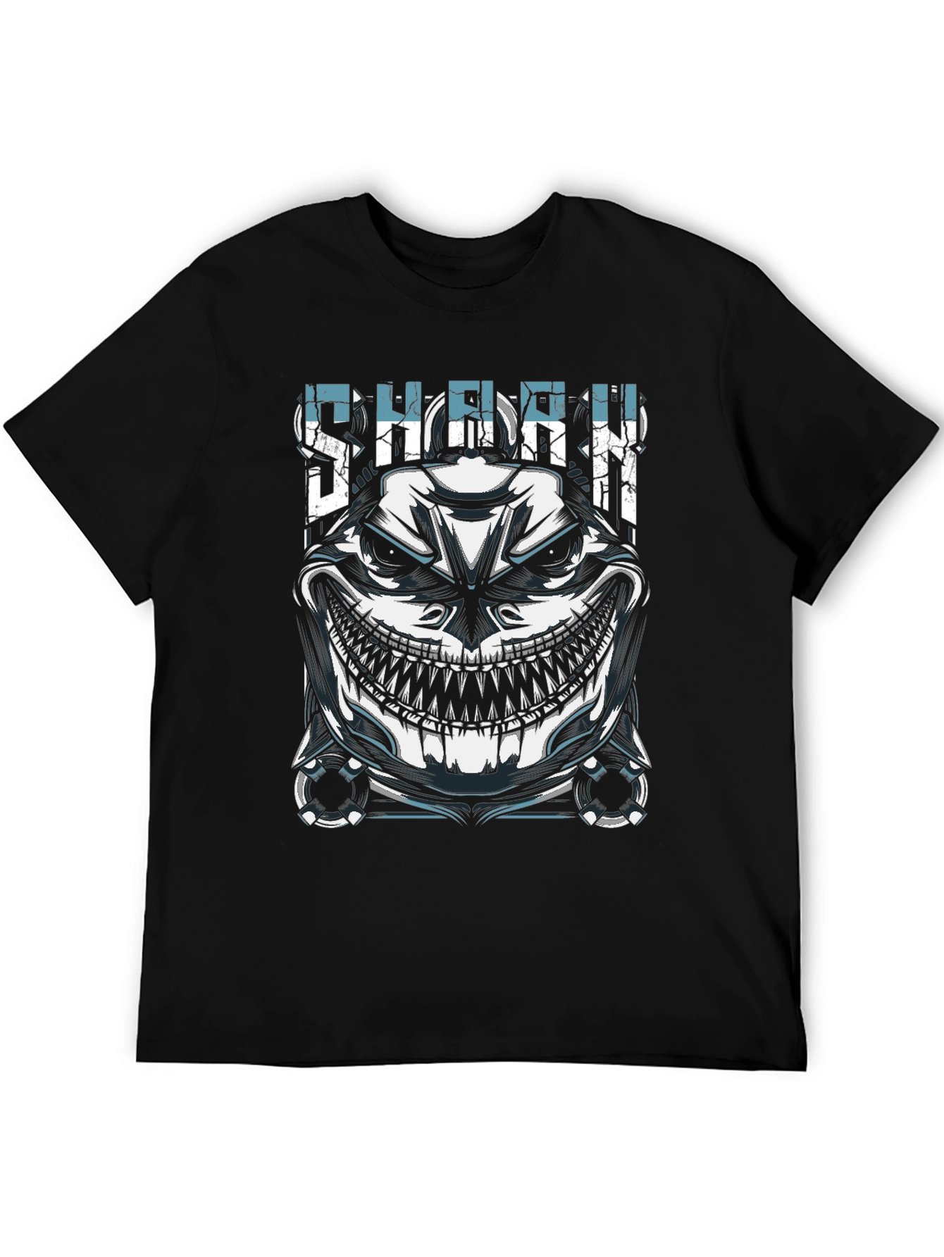 Mens Black Shark Graphic T-Shirt - Edgy Design