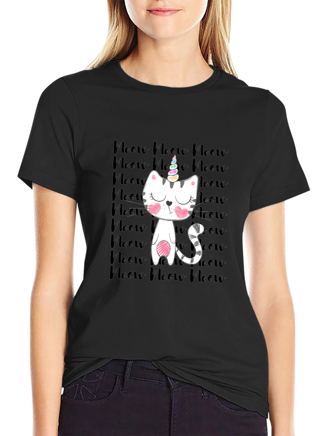 Unicorn Cat Meow Graphic T-Shirt