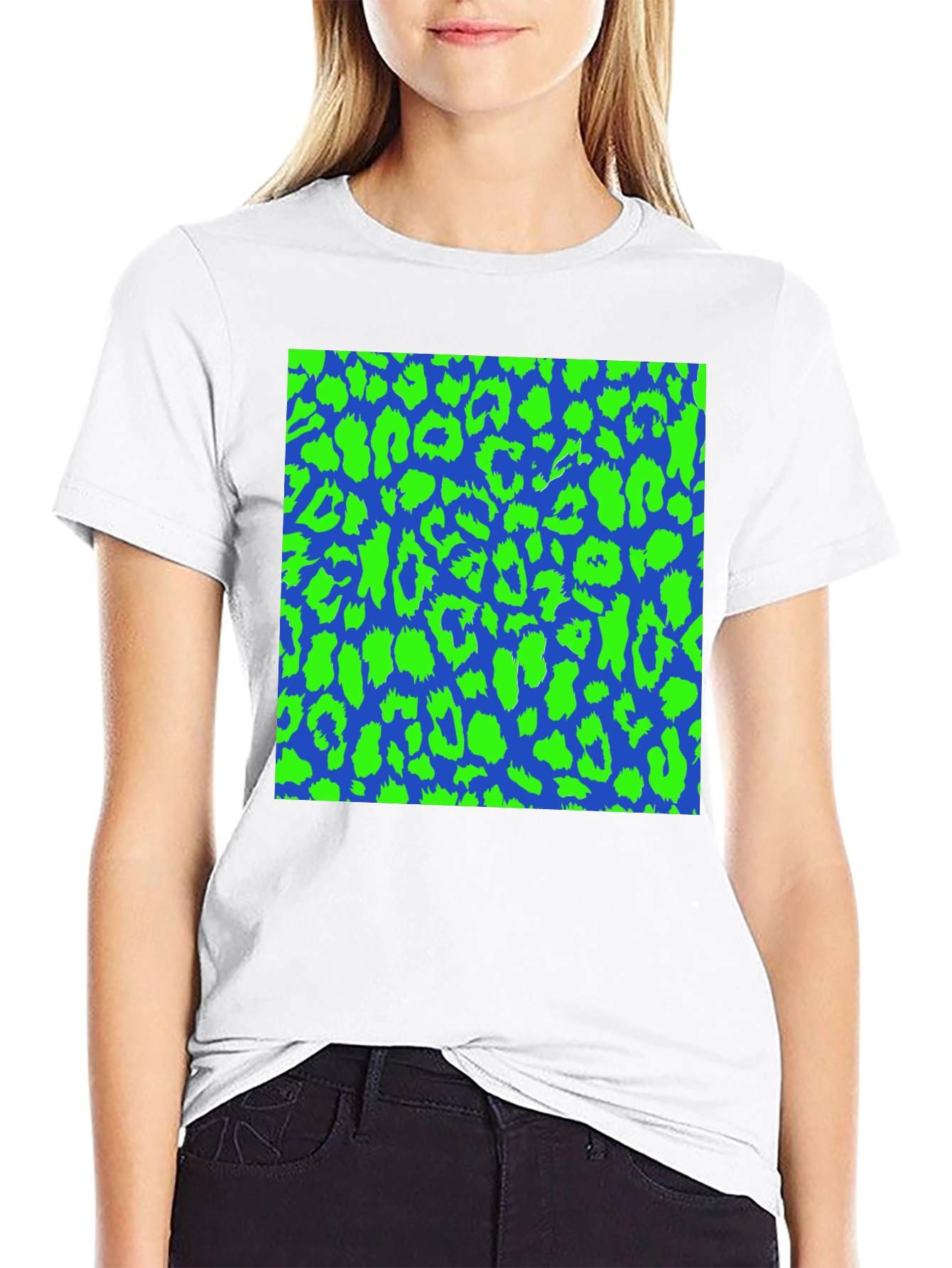 Blue & Green Leopard Print Tee - Bold Style