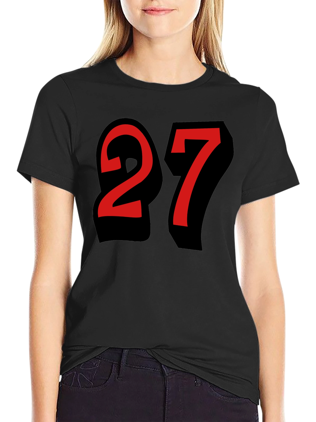 Number 27 Graphic Tee - Black Cotton Shirt