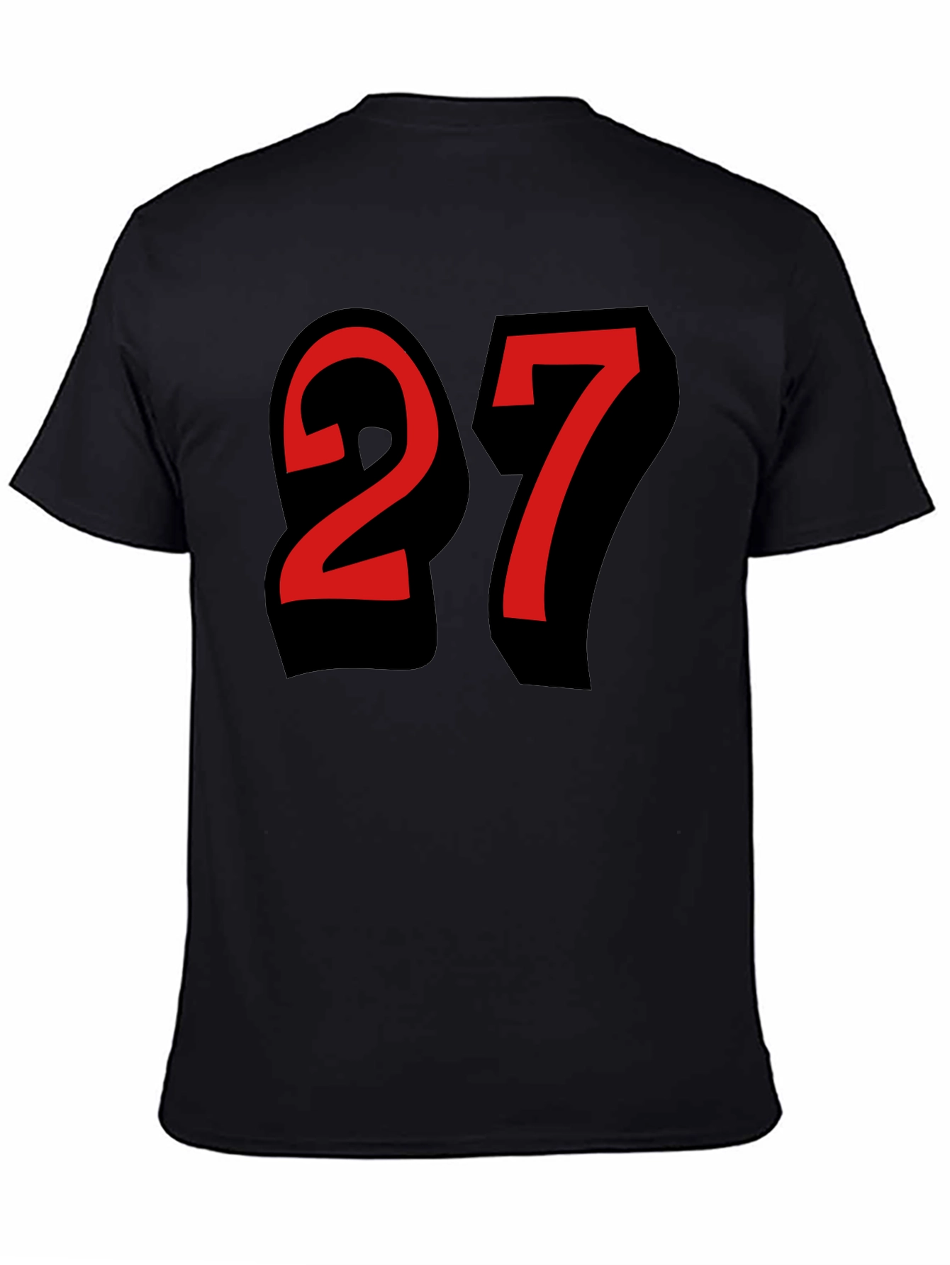 Number 27 Graphic Tee - Black Cotton Shirt