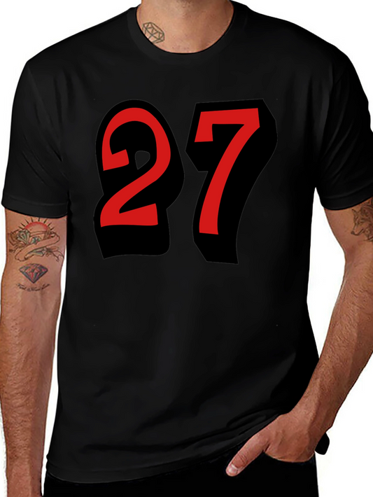Number 27 Graphic Tee - Black Cotton Shirt
