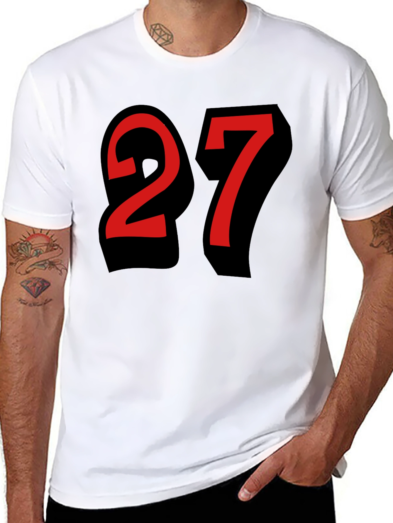 Number 27 Graphic Tee - Black Cotton Shirt