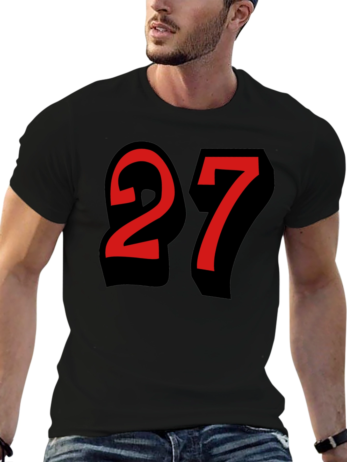 Number 27 Graphic Tee - Black Cotton Shirt
