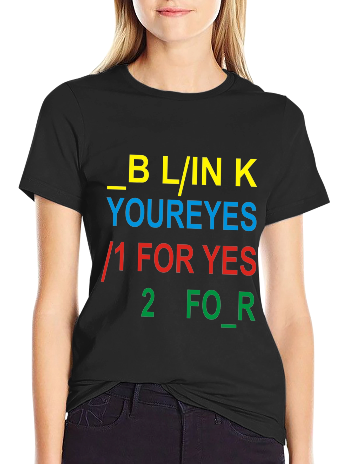 Blink Your Eyes Graphic Tee - Novelty T-Shirt