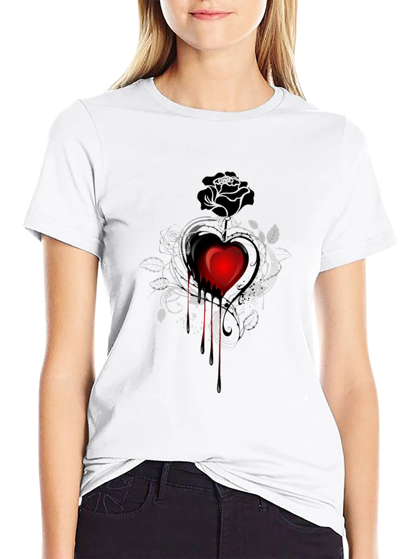 Gothic Rose & Bleeding Heart Graphic Tee