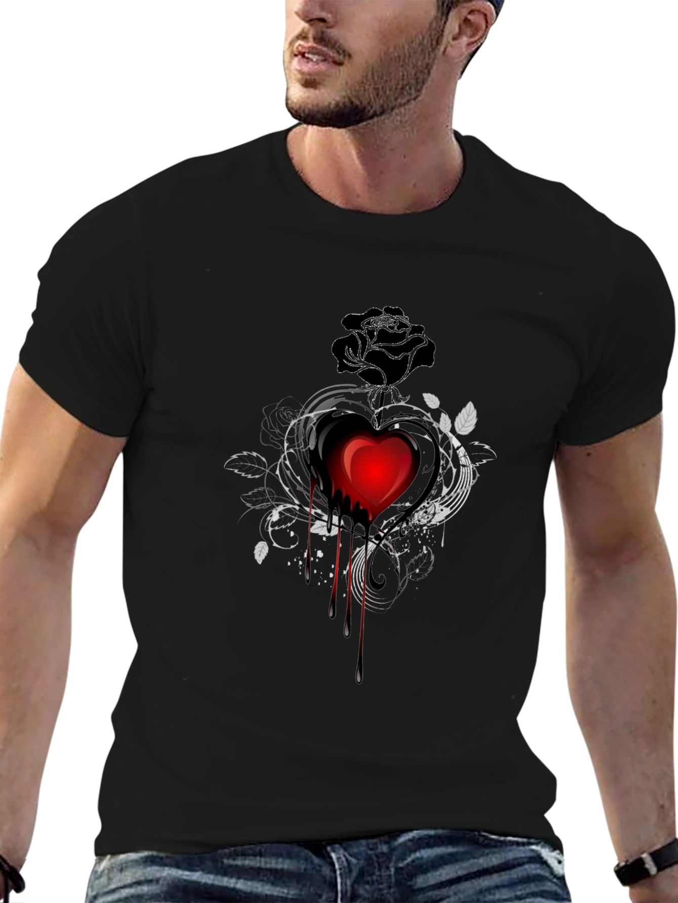 Gothic Rose & Bleeding Heart Graphic Tee