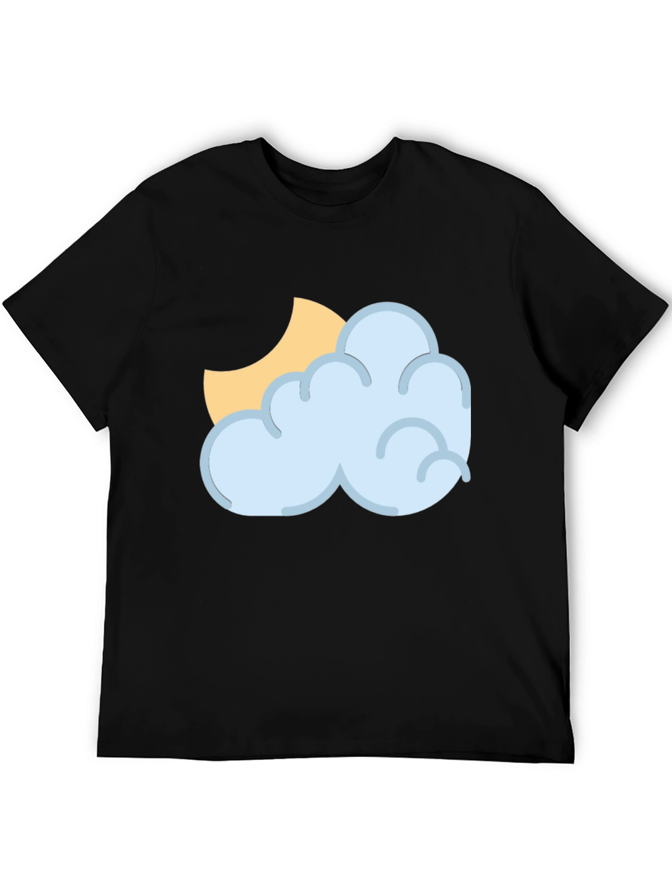 Cloud & Moon Graphic Tee - Black Casual T-Shirt