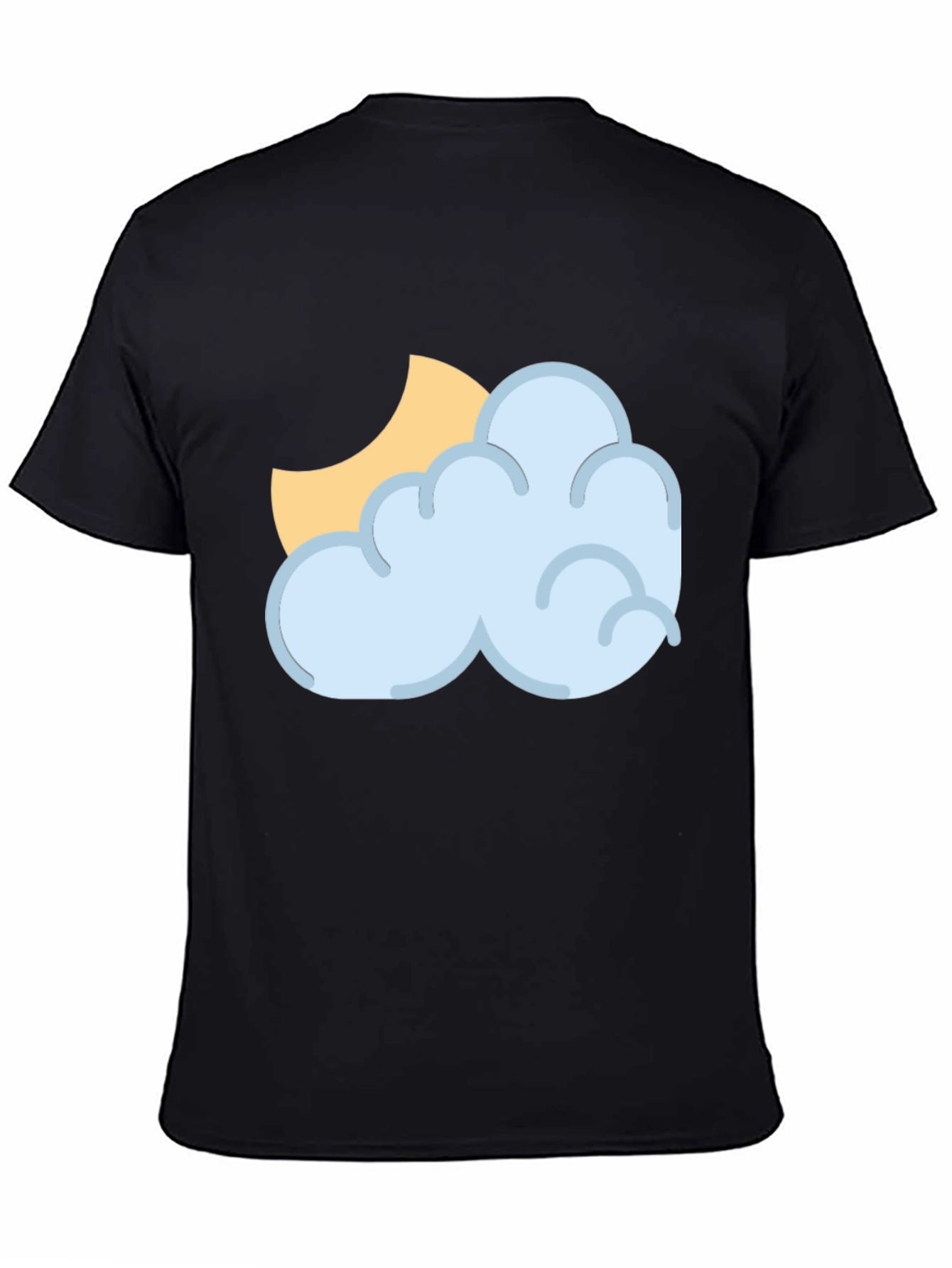 Cloud & Moon Graphic Tee - Black Casual T-Shirt