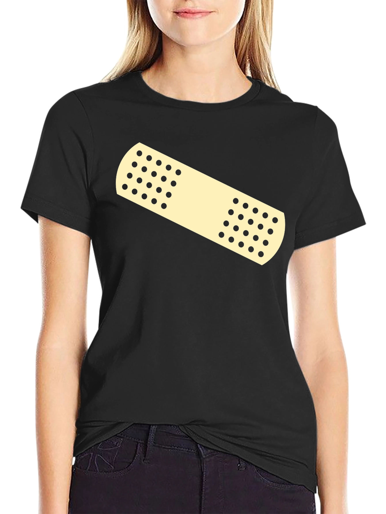 Novelty Band-Aid Graphic Tee - Casual Comfort