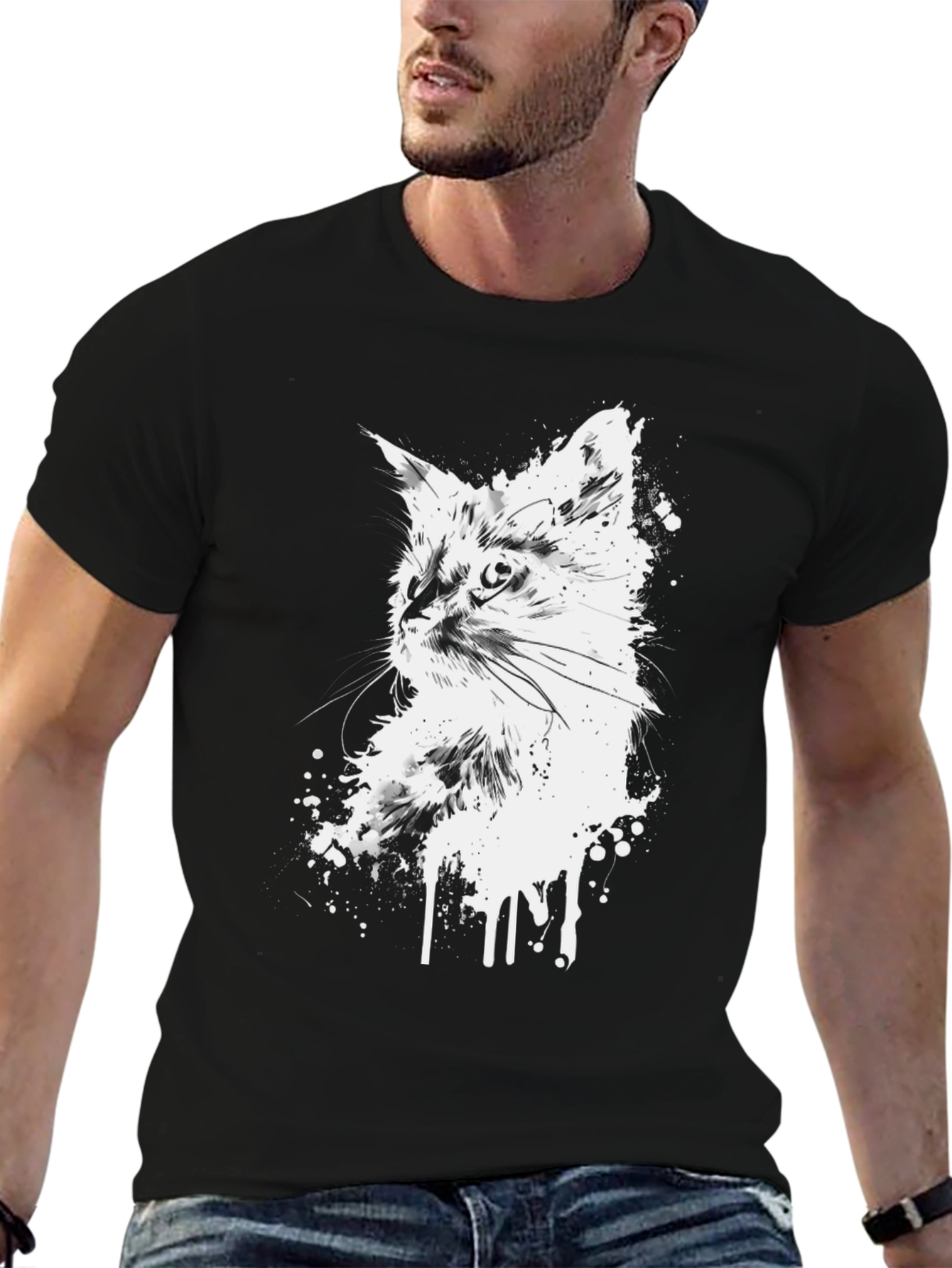 Cool Cat Graphic Black T-Shirt