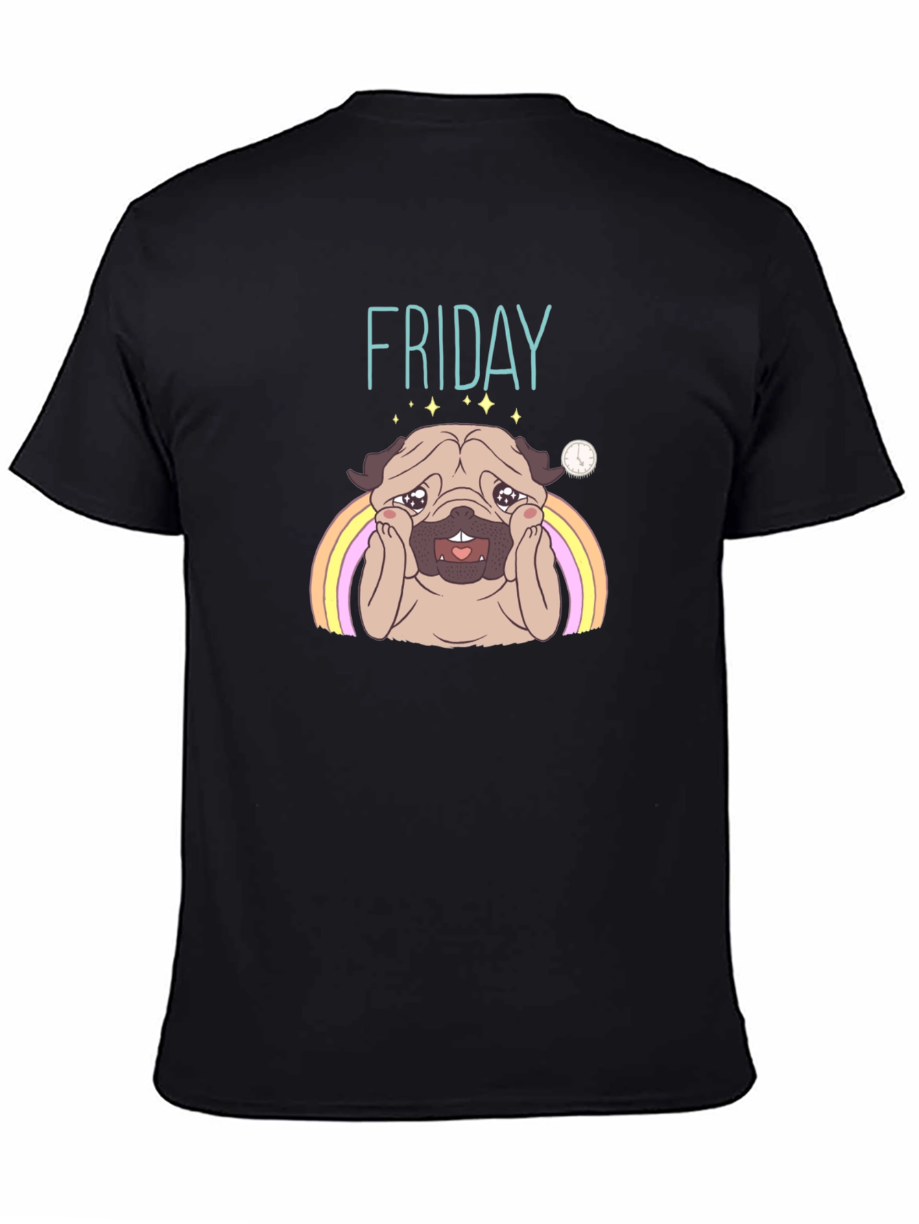 Friday Pug Graphic T-Shirt - Black