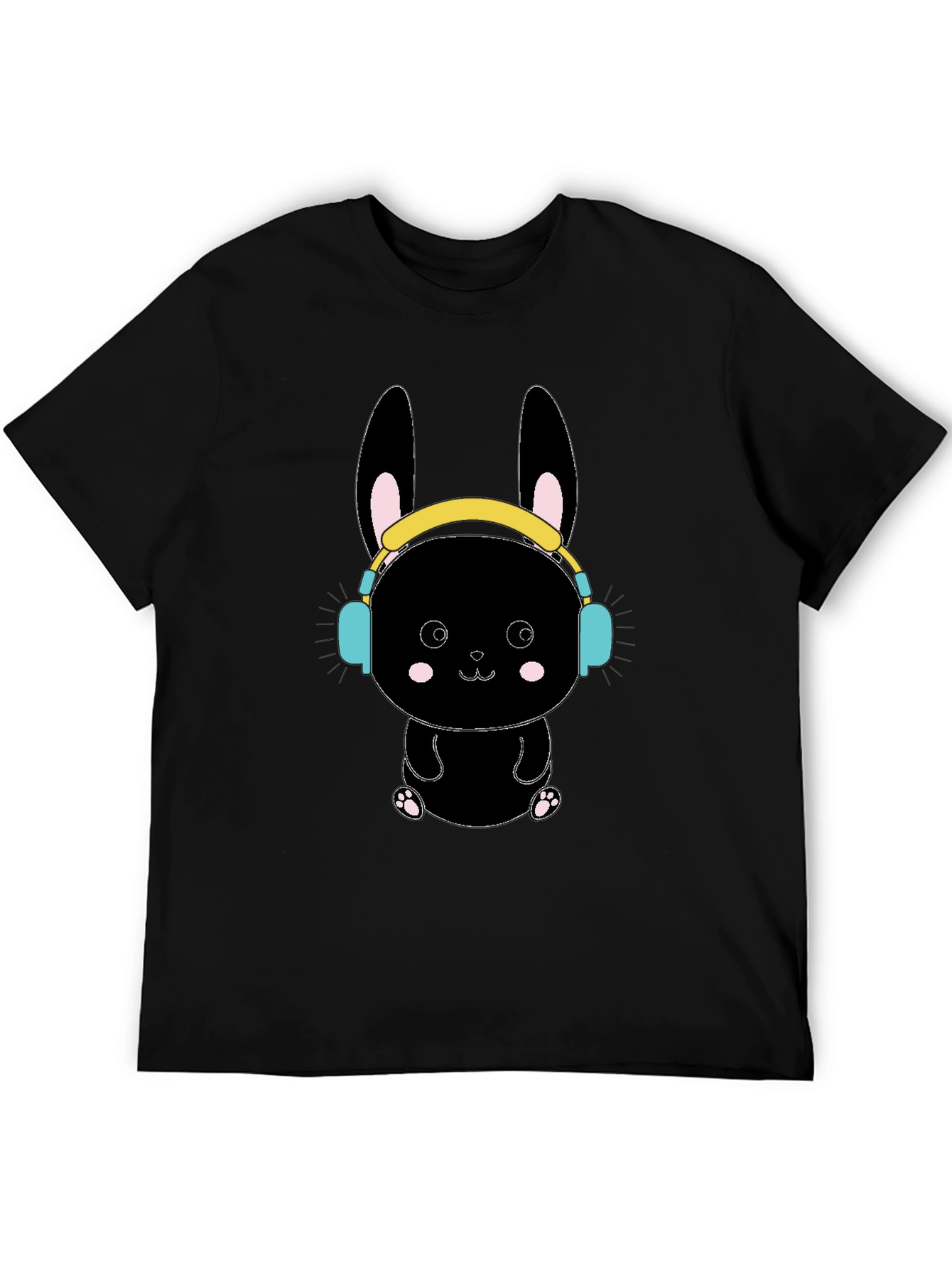 Black Bunny T-Shirt with Headphones