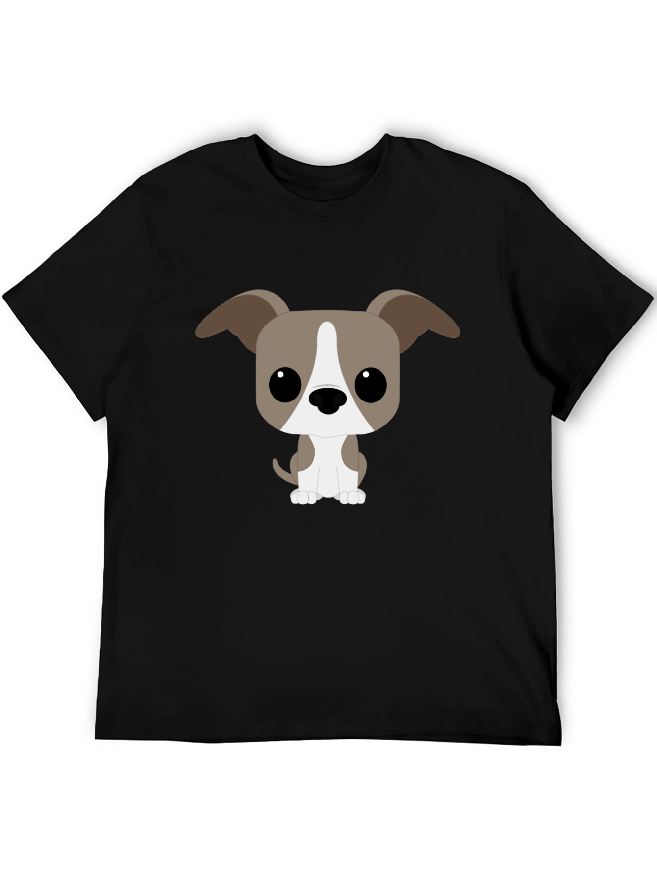 Cartoon Dog Graphic Tee - Black T-Shirt