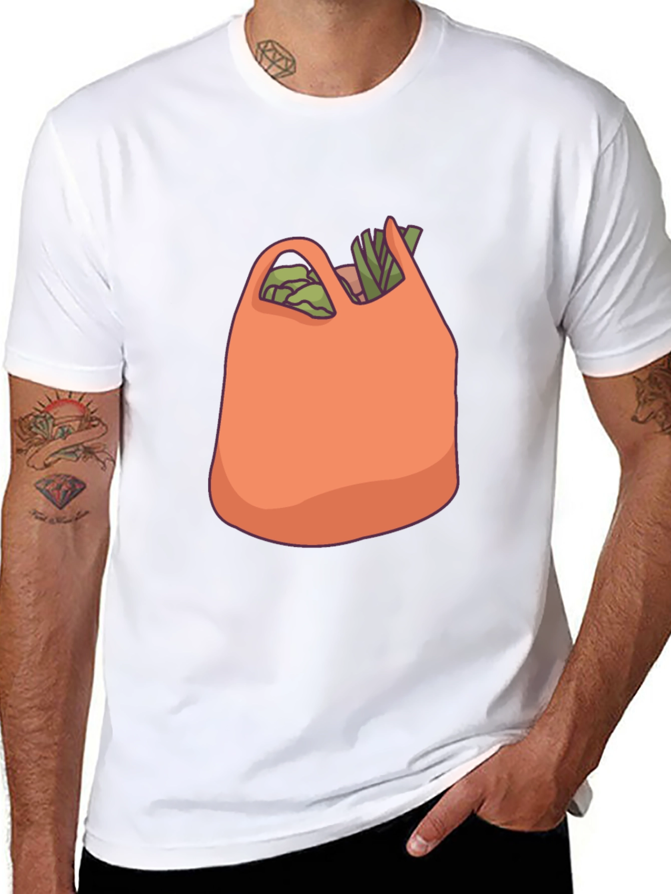 Grocery Bag Graphic T-Shirt - Black Cotton Tee