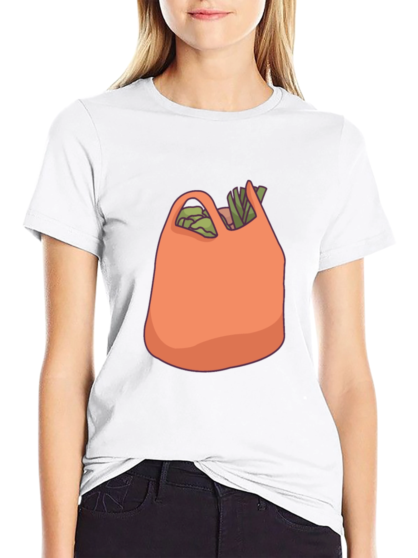Grocery Bag Graphic T-Shirt - Black Cotton Tee