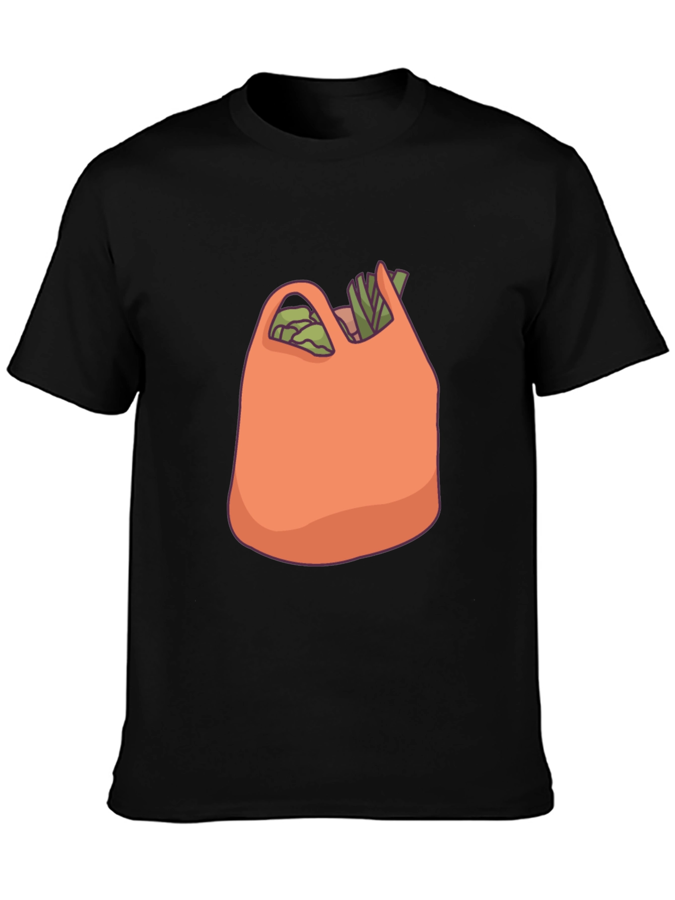 Grocery Bag Graphic T-Shirt - Black Cotton Tee