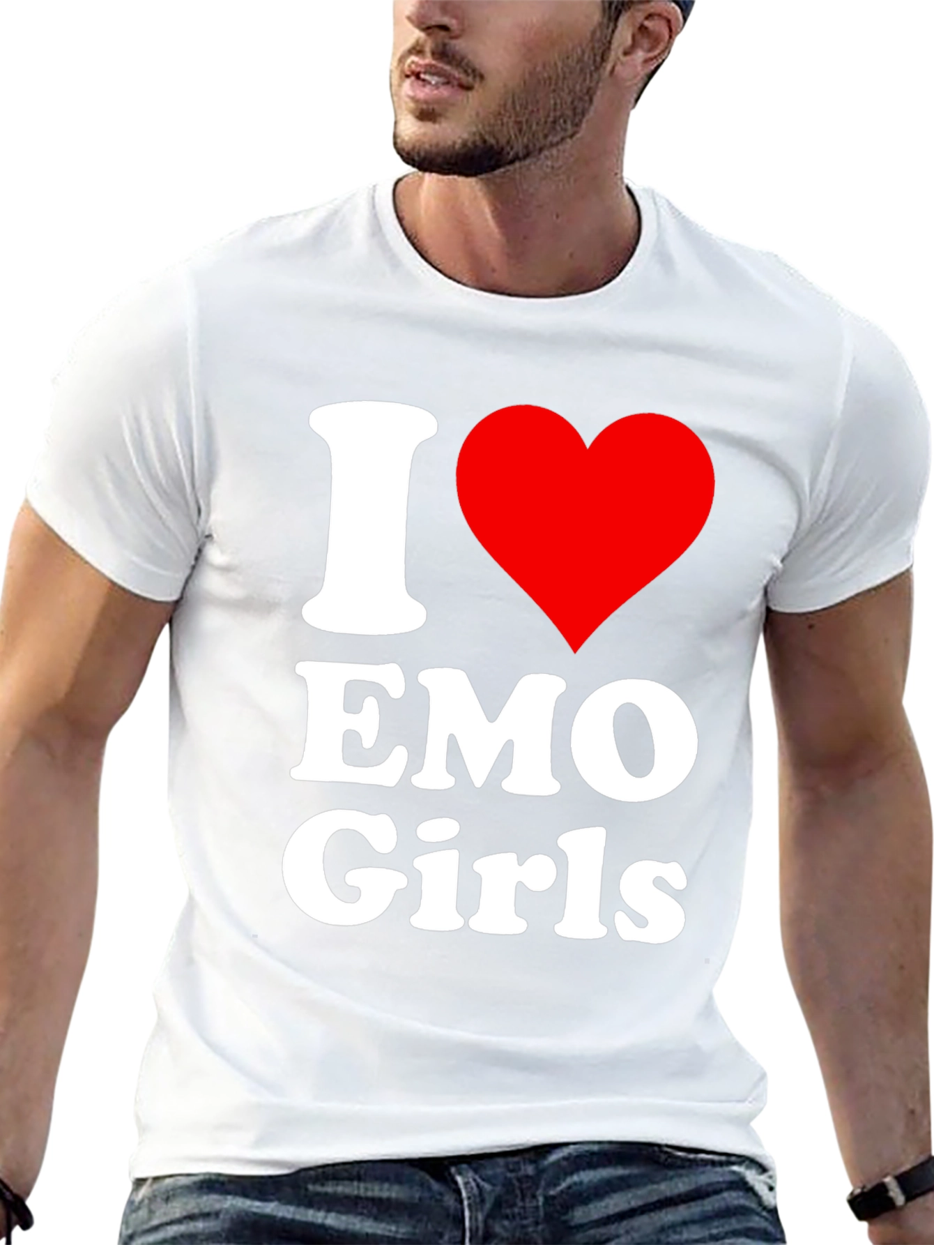 I Heart Emo Girls Graphic T-Shirt - Black