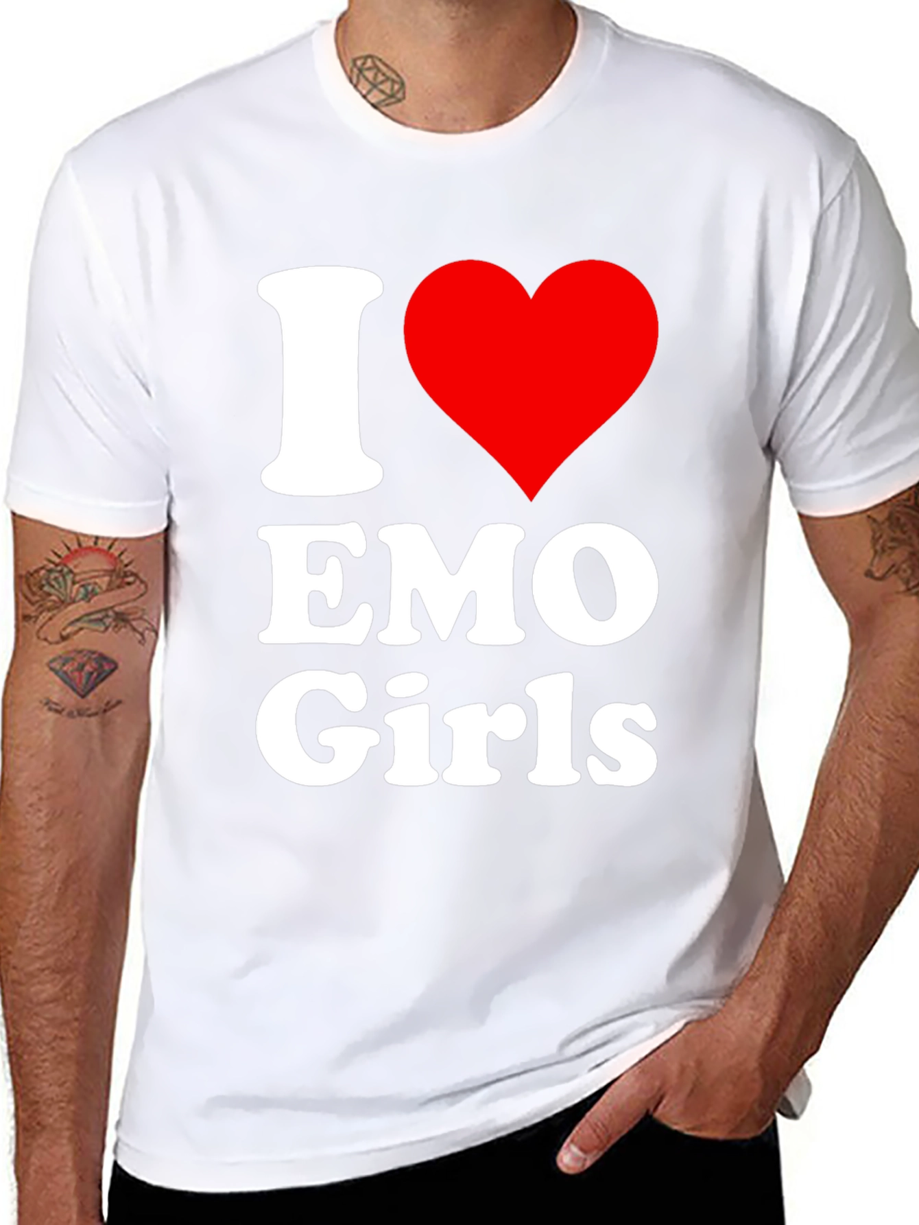 I Heart Emo Girls Graphic T-Shirt - Black