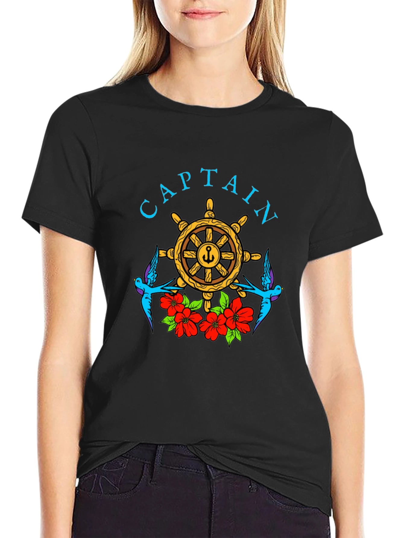 Captain Wheel Floral Graphic Tee