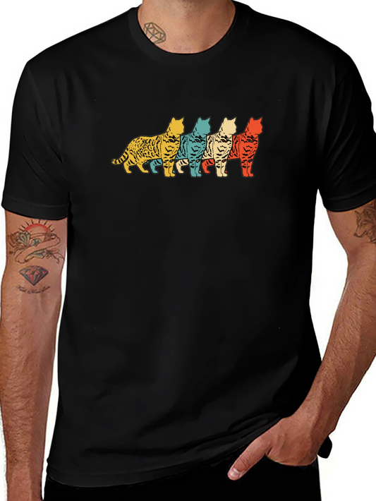 Retro Cat T-Shirt - Cool Feline Design