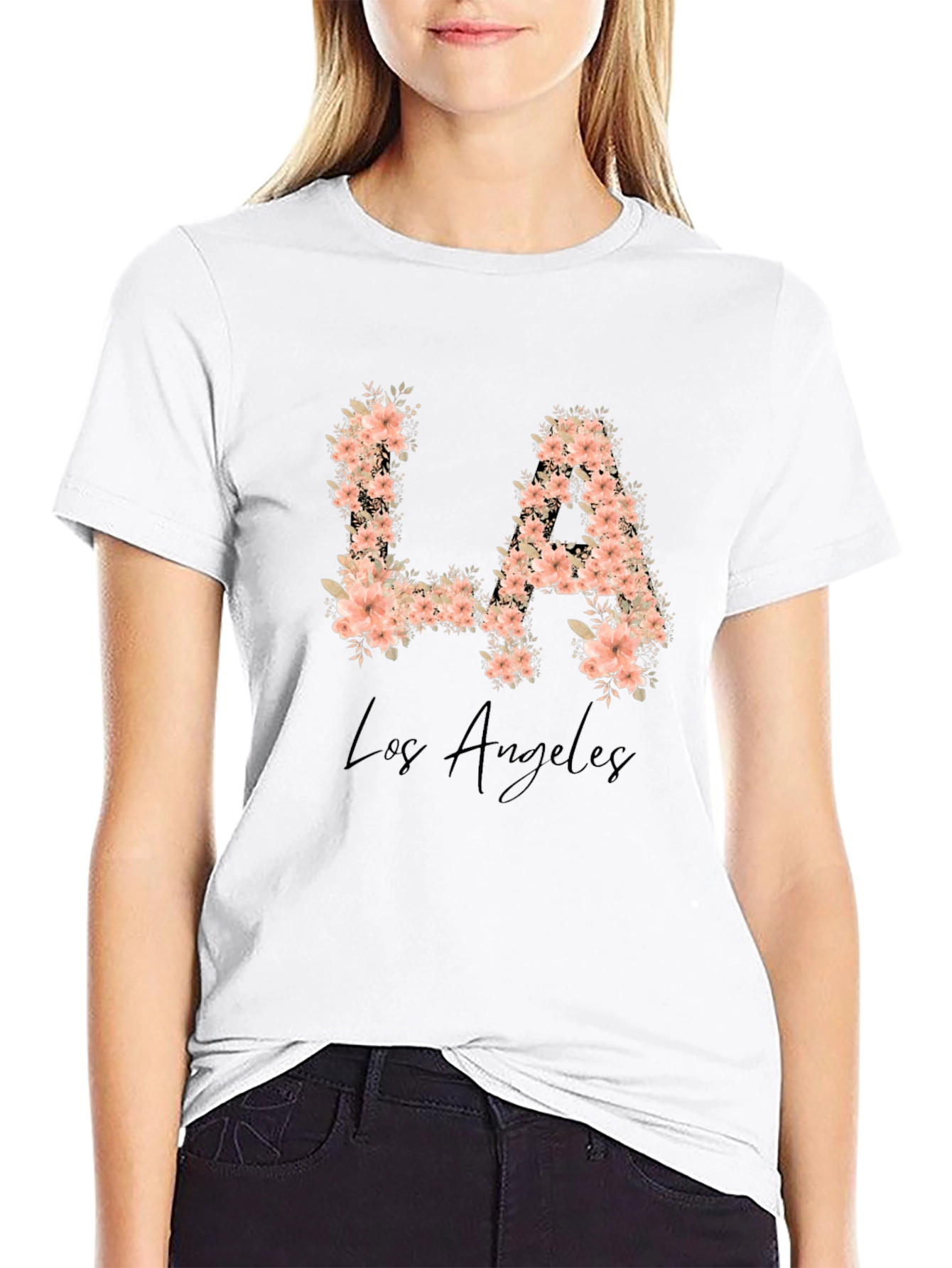 Floral LA Los Angeles Graphic T-Shirt