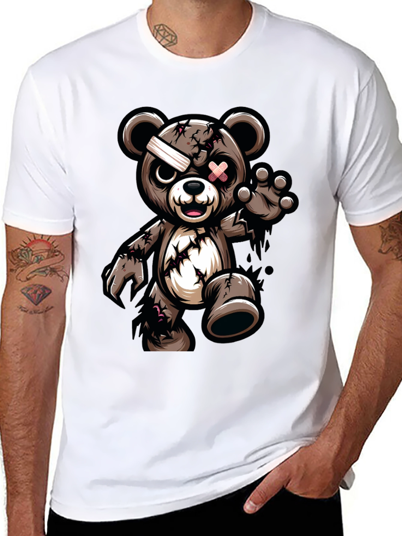 Zombie Teddy Bear Graphic T-Shirt