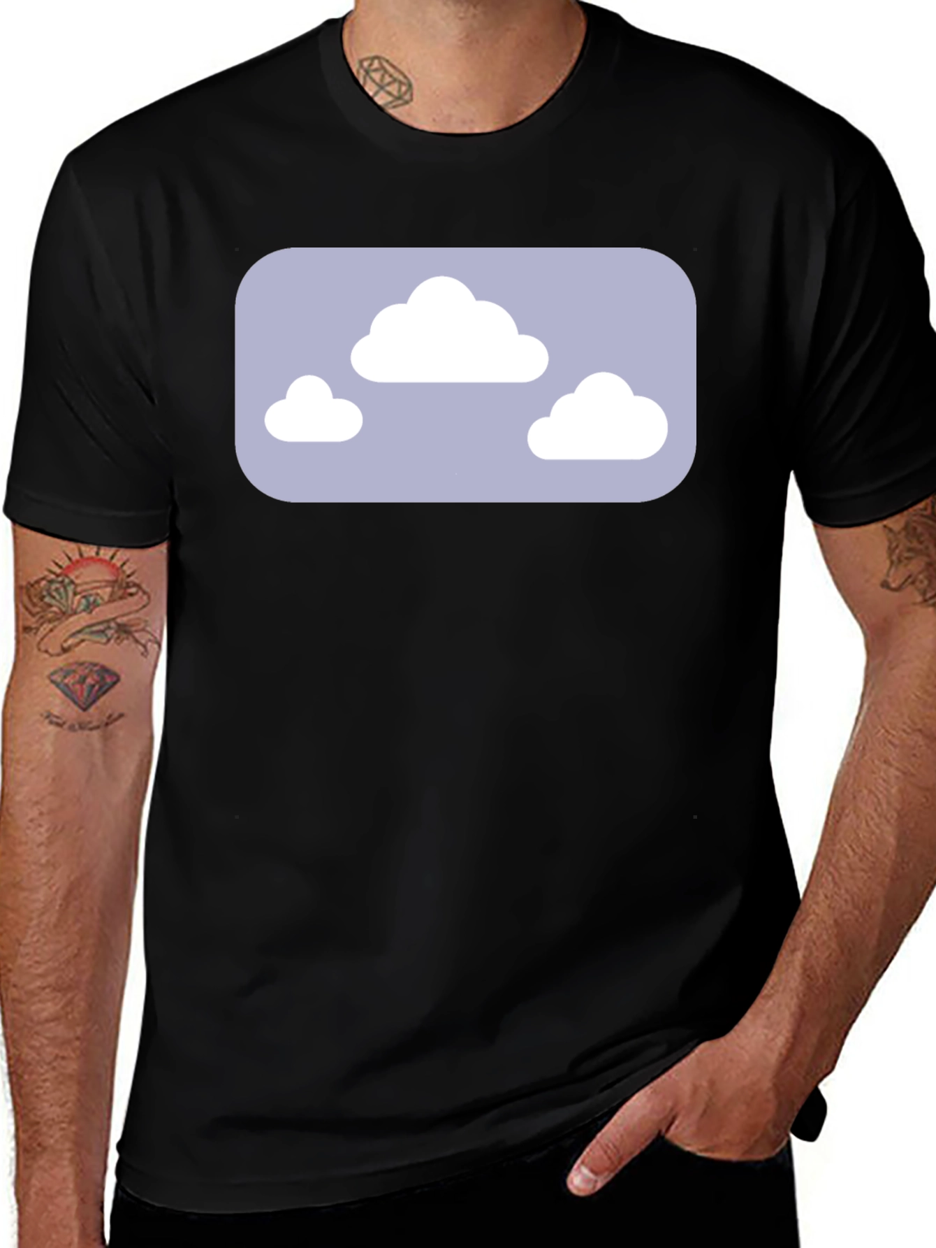 Cloud Graphic Tee - Black Casual T-Shirt