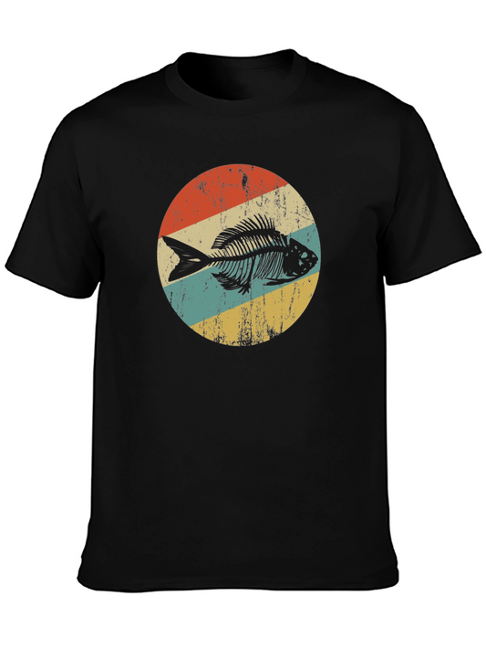 Retro Fish Skeleton Graphic T-Shirt
