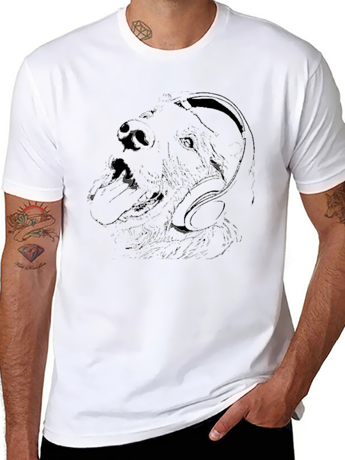 Dog DJ Graphic Tee - Cool Canine Headphones Design