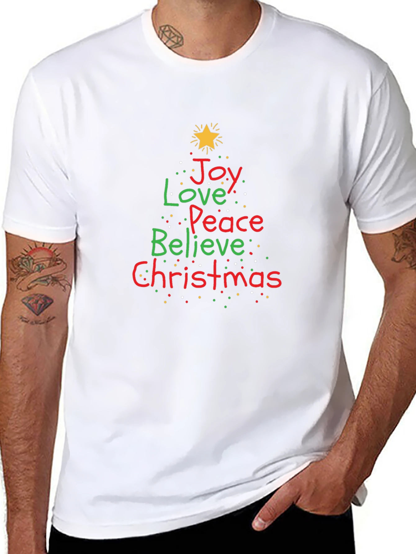 Festive Christmas Tree Word Art Graphic Tee