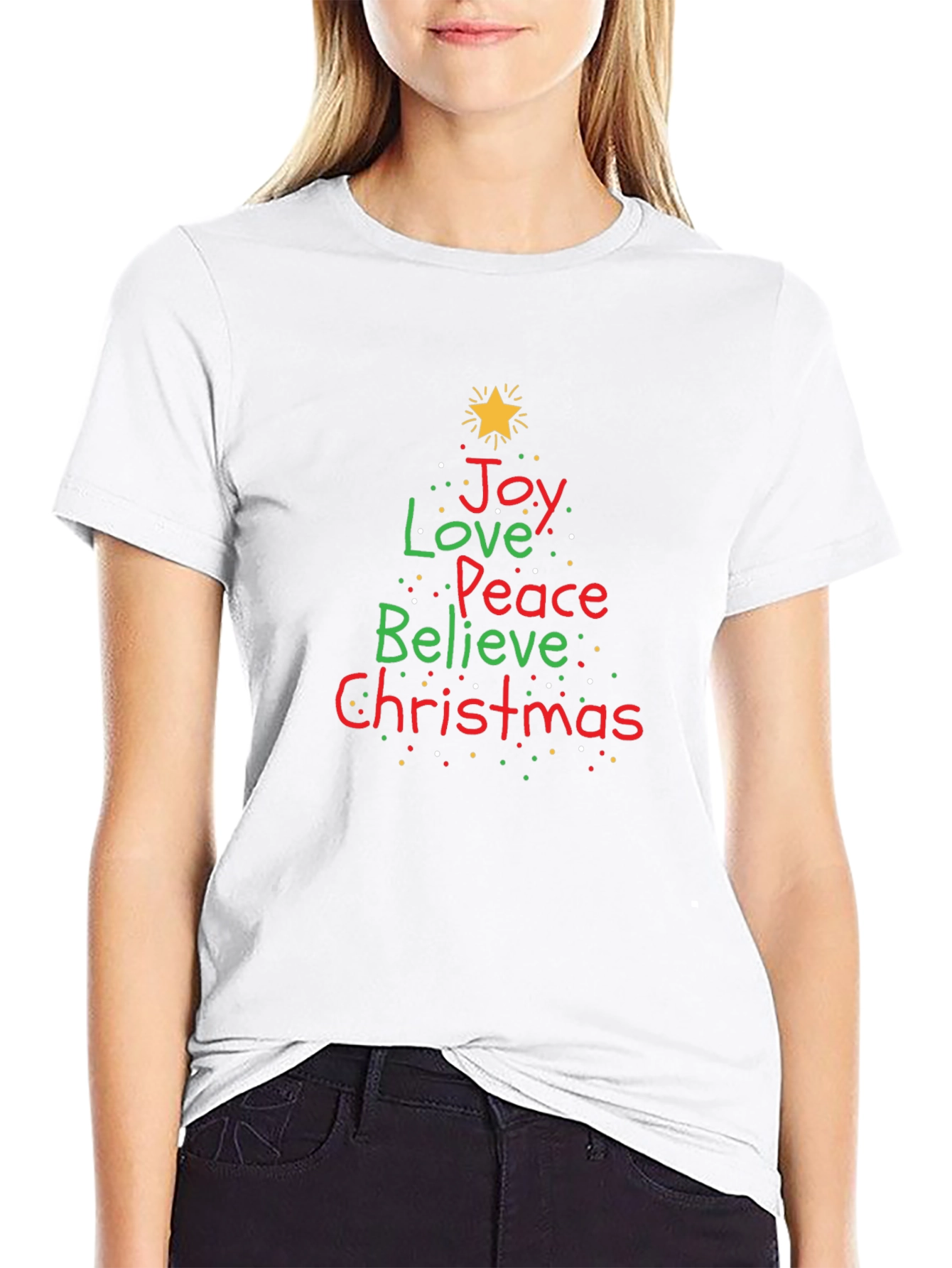 Festive Christmas Tree Word Art Graphic Tee