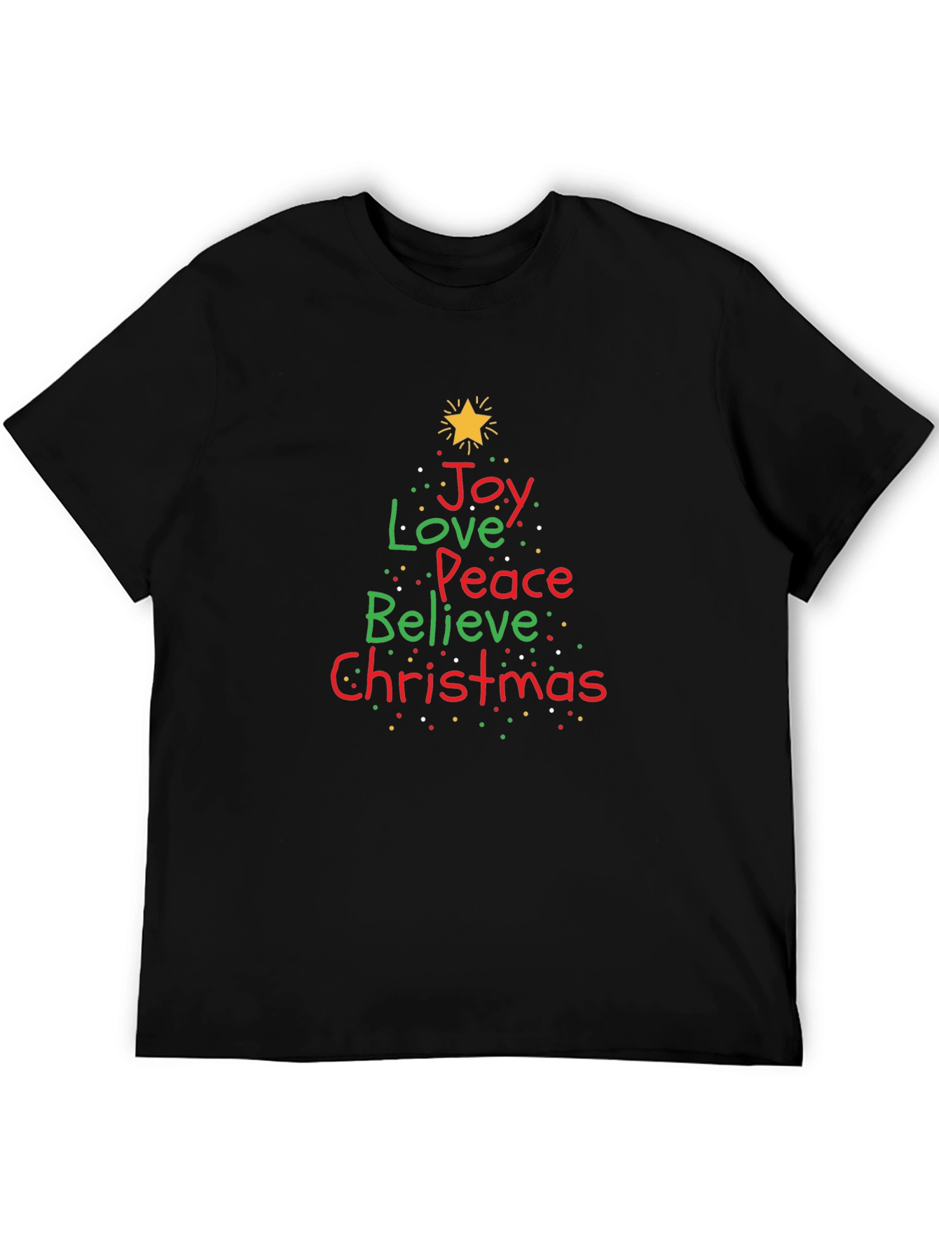 Festive Christmas Tree Word Art Graphic Tee