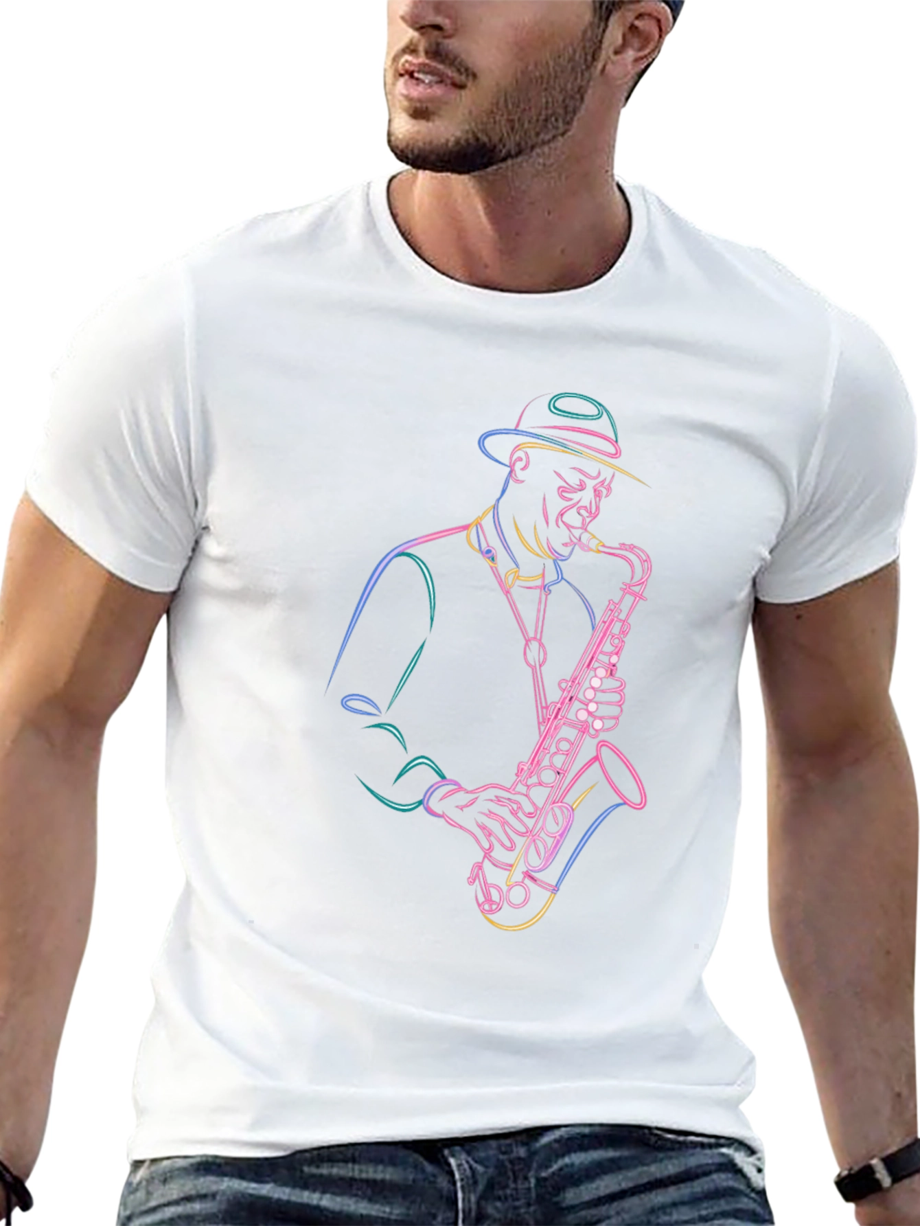 Neon Sax Player Graphic Tee
